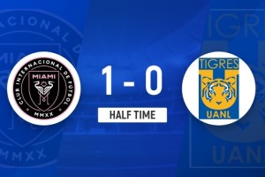 PP电子-半场-迈阿密国际1-0老虎大学 梅西缺席阿尔巴造点苏牙点射破门